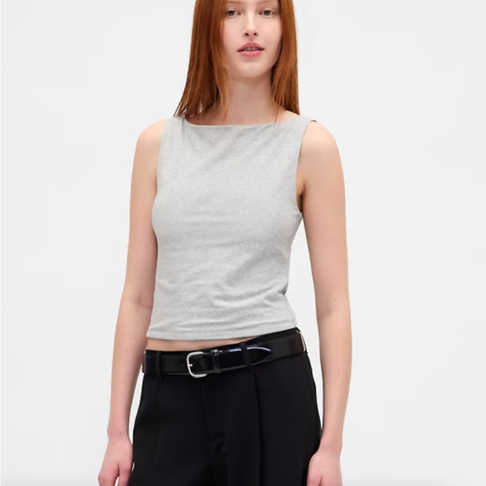 GAP Light Gray Sleeveless Boatneck Tank Top